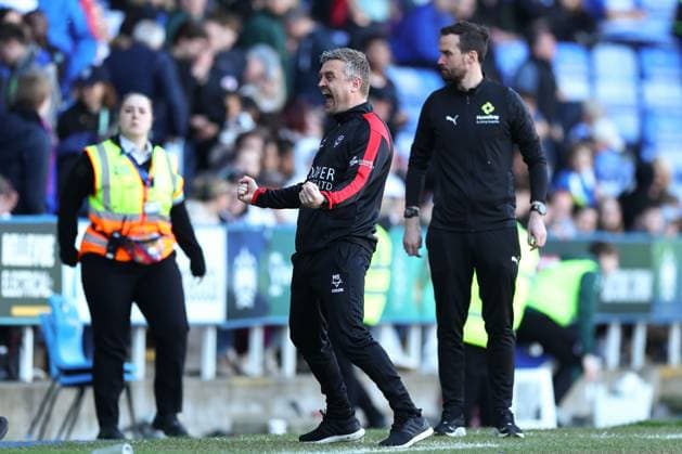 Michael Skubala manager of Lincoln City celebrates at full time Reading v Lincoln City, Sky Bet League One, Football, Select Car Leasing Stadium, Reading, UK - 06 Apr 2026Reading Select Car Leasing Stadium United Kingdom EDITORIAL USE ONLY No use with unauthorised audio, video, data, fixture lists, club league logos or live services. Online in-match use limited to 120 images, no video emulation. No use in betting, games or single club league player publications. Copyright: xSimonxDael Shutterstockx 16811828bu