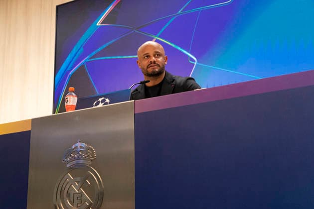 Bayern Munich Press Conference prior UEFA Champions League 2025 26 Quarter Final First Leg MADRID, SPAIN APRIL 6 Vicent Kompany, head coach of Bayern Munich, is seen during the press conference ahead of the UEFA Champions League 2025 26 Quarter Final First Leg against Real Madrid CF at Santiago Bernabeu stadium on April 6, 2026 in Madrid, Spain Valdebebas Ciudad Real Madrid Madrid Spain Madrid Madrid Spain Copyright: xALEJANDROxMATIASx