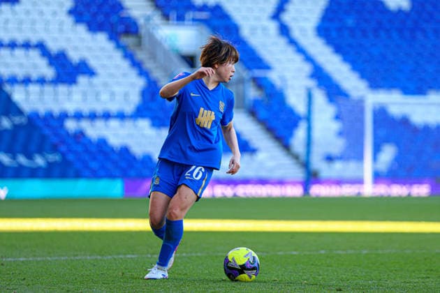 BIRMINGHAM, ENGLAND - April 6: Asato Miyagawa of Birmingham City on the ball during the Adobe Womens FA Cup game between Birmingham City and Manchester City at St Andrews Stadium, April 6 in Birmingham, England Copyright: xNataliexMincher SPPx Sportspressphoto_SPR125913