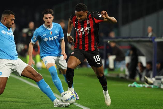 AC Milan s Christopher Nkunku during the Serie A soccer match between Napoli and Milan at the Diego Armando Maradona Stadium in Naples, southern italy - Monday , April 06 , 2026. - Soccer .  Copyright: xAlessandroxGarofalo LaPressex