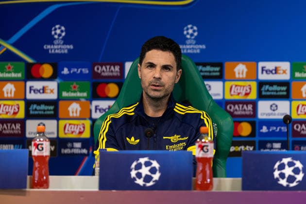 April 6, 2026, Lisbon, Lisbon, Portugal: Arsenal head coach from Spain MIKEL ARTETA during the press conference, PK, Pressekonferenz before the UEFA Champions League between Sporting and Arsenal at Estadio Jose de Alvalade Soccer 2026: Pre-Game Press Conference  - ZUMAs359 20260406_zsp_s359_066 Copyright: xAlexandrexdexSousax