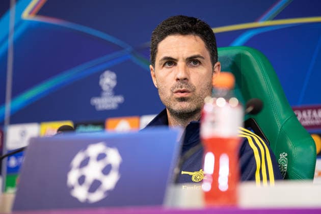 April 6, 2026, Lisbon, Lisbon, Portugal: Arsenal head coach from Spain MIKEL ARTETA during the press conference, PK, Pressekonferenz before the UEFA Champions League between Sporting and Arsenal at Estadio Jose de Alvalade Lisbon Portugal - ZUMAs359 20260406_zsp_s359_061 Copyright: xAlexandrexdexSousax