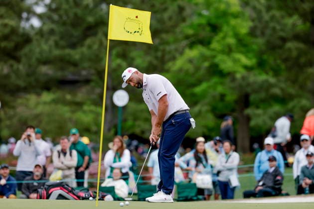 Masters Tournament golf - practice round Jon Rahm of Spain putts on the seventh hole during a practice round for the 2026 Masters Tournament at the Augusta National Golf Club in Augusta, Georgia, USA, 06 April 2026. The Masters golf tournament begins 09 April 2026. AUGUSTA GEORGIA United States  Copyright: xERIKxS.xLESSERx