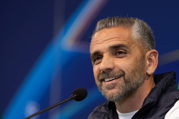 April 6, 2026, Lisbon, Lisbon, Portugal: Sporting head coach from Portugal RUI BORGES during the press conference, PK, Pressekonferenz before the UEFA Champions League between Sporting and Arsenal at Estadio Jose de Alvalade Soccer 2026: Pre-Game Press Conference  - ZUMAs359 20260406_zsp_s359_113 Copyright: xAlexandrexdexSousax
