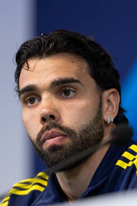 April 6, 2026, Lisbon, Lisbon, Portugal: Arsenal goalkeeper from Spain DAVID RAYA (1) during the press conference, PK, Pressekonferenz before the UEFA Champions League between Sporting and Arsenal at Estadio Jose de Alvalade Lisbon Portugal - ZUMAs359 20260406_zsp_s359_145 Copyright: xAlexandrexdexSousax