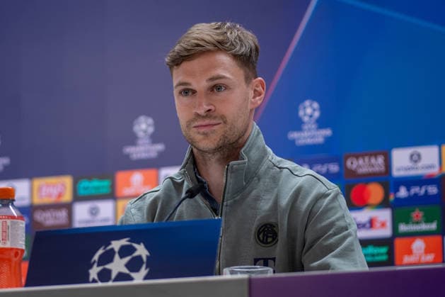 April 6, 2026, Madrid, Spain: Joshua Kimmich, FC Bayern Munich player attends a press conference, PK, Pressekonferenz ahead of the match between Real Madrid and FC Bayern Munich, which will take place on Tuesday, April 7, 2026, at the Santiago BernabÃ u Stadium in the first leg of the UEFA Champions League quarterfinals. FC Bayern UCL Press Conference In Madrid - 06 Apr 2026  - ZUMAs197 20260406_aaa_s197_083 Copyright: xDavidxCanalesx