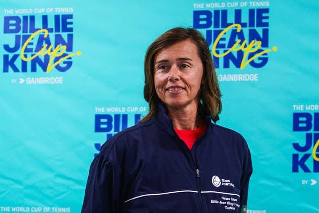 Billie Jean King Cup - Media Day For The Portuguese Team Neuza Silva, captain of the Portuguese National Tennis Team, speaks during a press conference, PK, Pressekonferenz before the start of the Billie Jean King Cup at Clube de Tenis do Jamor in Lisbon, Portugal, on April 6, 2026. Lisbon Lisboa Portugal  Copyright: xMiguelxReisx originalFilename:reis-notitle260406_np8it.jpg