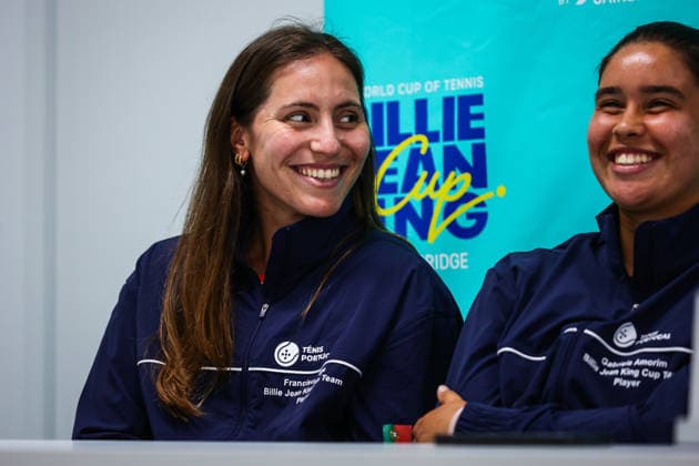 Billie Jean King Cup - Media Day For The Portuguese Team Francisca Jorge from the Portuguese National Tennis Team speaks during a press conference, PK, Pressekonferenz before the start of the Billie Jean King Cup at Clube de Tenis do Jamor in Lisbon, Portugal, on April 6, 2026. Lisbon Lisboa Portugal  Copyright: xMiguelxReisx originalFilename:reis-notitle260406_npwbm.jpg