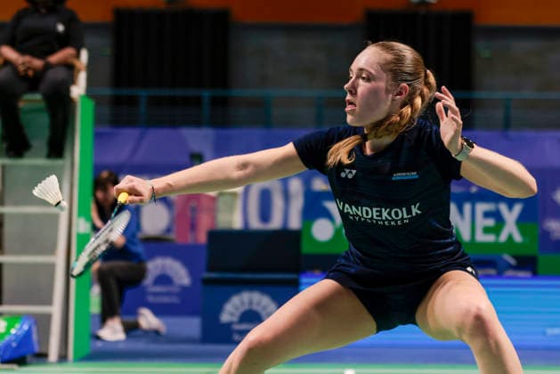 2026 European Badminton Championships - Day 1 Meerte Loos of the Netherlands competes during the 2026 European Badminton Championships - Day 1 match between Andy Buijk of the Netherlands and Meerte Loos of the Netherlands and Ruben Garcia of Spain and Lucia Rodriguez of Spain at Carolina Marin Stadium in Huelva, Spain, on April 5, 2026. Huelva Spain  Copyright: xJosexLuisxContrerasx originalFilename:joseluiscontreras-2026euro260406_npi9u.jpg