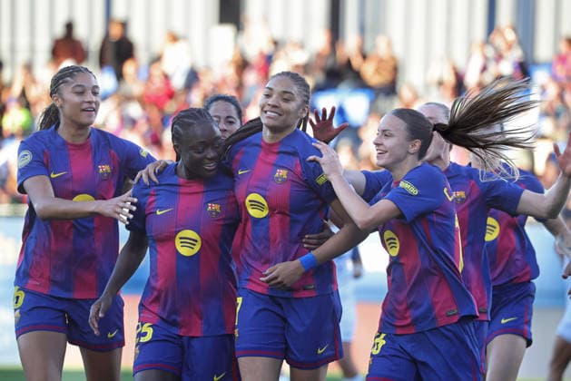 FC Barcelona, Barca Femeni v FC Badalona - Liga F Moeve Salma Paralluelo celebrates during the match between FC Barcelona Femeni and Futbol Club Badalona Women, corresponding to week 25 of the Liga F Moeve, at the Johan Cruyff Stadium in Barcelona, Spain, on April 6, 2026. Barcelona Barcelona Spain  Copyright: xUrbanandsportx originalFilename:urbanandsport-fcbarcel260406_npDDO.jpg