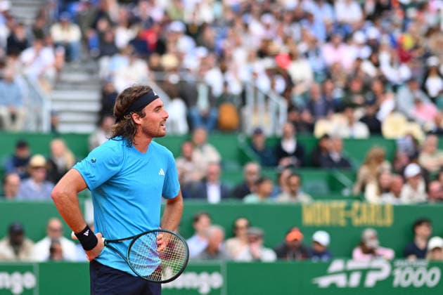 Rolex Monte-Carlo Masters - Men s Singles - F Cerundolo v S Tsitsipas Stefanos Tsitsipas (GRE) during his first round match at the 2026 Rolex Monte-Carlo Masters in Monte-Carlo, MONACO, on April 6th, 2026. Photo by Corinne Dubreuil ABACAPRESS.COM Monte Carlo Monaco  Copyright: xDubreuilxCorinne ABACAx