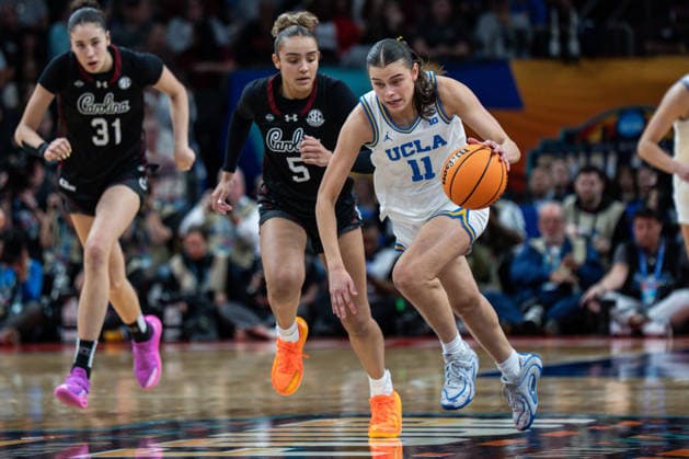 NCAA, College League, USA Basketball: NCAA Tournament Final Four Championship-South Carolina vs UCLA UCLA Bruins guard Gabriela Jaquez (11) leads the break during the championship game of the women s 2026 NCAA Tournament against the South Carolina Gamecocks at Mortgage Matchup Center, Sunday, April 5, 2026, in Phoenix, Arizona. UCLA defeated South Carolina 79-51. (Jon Endow Image of Phoenix Arizona United States EDITORIAL USE ONLY Copyright: xImagexofxSportx JonxEndowx iosphotos405013