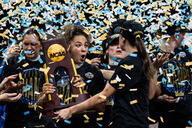 NCAA, College League, USA Basketball: NCAA Tournament Final Four Championship-South Carolina vs UCLA UCLA Bruins guard Kiki Rice (1) reacts after winning the championship game of the women s 2026 NCAA Tournament against the South Carolina Gamecocks at Mortgage Matchup Center, Sunday, April 5, 2026, in Phoenix, Arizona. UCLA defeated South Carolina 79-51. (Jon Endow Image of Phoenix Arizona United States EDITORIAL USE ONLY Copyright: xImagexofxSportx JonxEndowx iosphotos405050