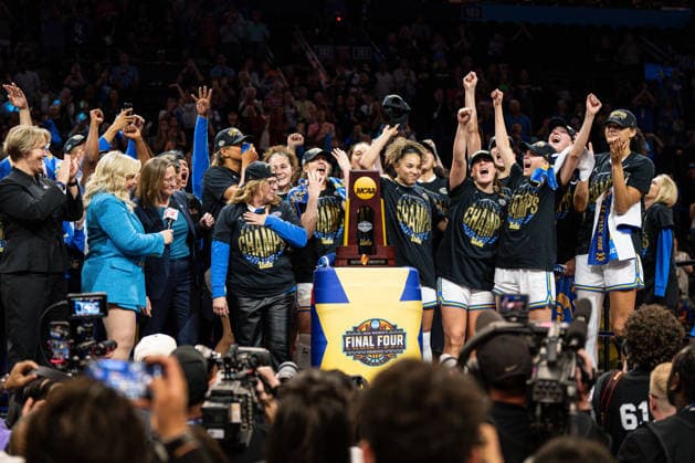 NCAA, College League, USA Basketball: NCAA Tournament Final Four Championship-South Carolina vs UCLA The UCLA Bruins celebrate after winning the championship game of the women s 2026 NCAA Tournament against the South Carolina Gamecocks at Mortgage Matchup Center, Sunday, April 5, 2026, in Phoenix, Arizona. UCLA defeated South Carolina 79-51. (Jon Endow Image of Phoenix Arizona United States EDITORIAL USE ONLY Copyright: xImagexofxSportx JonxEndowx iosphotos405056