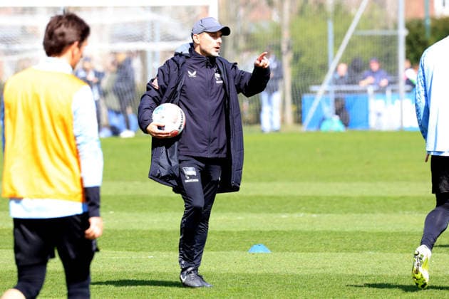 DEU, DFL, 2 FBL Hertha BSC, Training, 07 04 2026, Sportforum, Berlin, DEU, DFL, 2 FBL Hertha BSC, Training, im Bild Cheftrainer Stefan Leitl Hertha BSC Berlin DFL regulations prohibit any use of Photographs as image sequences and or quasi video nordphotoxGmbHx xEngler nph00076