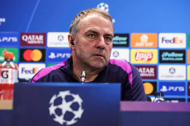 April 7, 2026, Sant Joan Despi, Barcelona, SPAIN: Hansi Flick, head coach of FC Barcelona, Barca attends his press conference, PK, Pressekonferenz during the training day of FC Barcelona ahead the UEFA Champions League 2025 26, Quarter-finals First Leg, football match against Atletico de Madrid at Ciudad Esportiva Joan Gamper on April 07, 2026 in Sant Joan Despi, Barcelona, Spain. FC Barcelona Training And Press Conference - Uefa Champions League 2025 26 Quarter-Finals First Leg - ZUMAa181 20260407_zaa_a181_067 Copyright: xJavierxBorregox