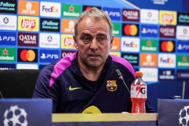 April 7, 2026, Sant Joan Despi, Barcelona, SPAIN: Hansi Flick, head coach of FC Barcelona, Barca attends his press conference, PK, Pressekonferenz during the training day of FC Barcelona ahead the UEFA Champions League 2025 26, Quarter-finals First Leg, football match against Atletico de Madrid at Ciudad Esportiva Joan Gamper on April 07, 2026 in Sant Joan Despi, Barcelona, Spain. FC Barcelona Training And Press Conference - Uefa Champions League 2025 26 Quarter-Finals First Leg - ZUMAa181 20260407_zaa_a181_079 Copyright: xJavierxBorregox