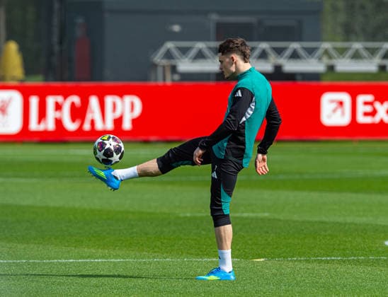 Football - UEFA Champions League - Quarter-FInal - 1st Leg - Paris Saint-Germain FC v Liverpool FC - MD-1 LIVERPOOL, ENGLAND - Tuesday, April 7, 2026: Liverpool s Florian Wirtz during a training session at the AXA Training Centre ahead of the UEFA Champions League Quarter-Final 1st Leg match between Paris Saint-Germain FC and Liverpool FC. (Photo by David Rawcliffe Propaganda) LIVERPOOL AXA Training Centre MERSEYSIDE ENGLAND  Copyright: xDavidxRawcliffex P2026-04-07-PSG_Liverpool_MD-1-2