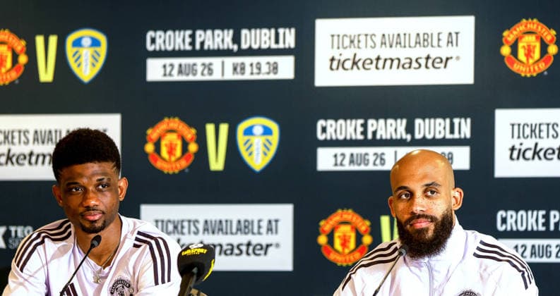 Manchester United, ManU press conference, PK, Pressekonferenz Carton House, Kildare 7 4 2026 Amad Diallo and Bryan Mbeumo Amad Diallo and Bryan Mbeumo 7 4 2026  Copyright: x INPHO GracexHaltonx GH_29079 copy