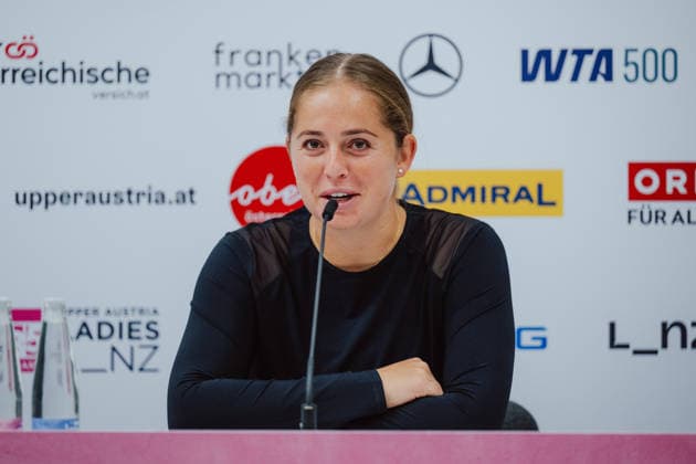TENNIS - WTA, Tennis Damen Upper Austria Ladies Linz LINZ,AUSTRIA,07.APR.26 - TENNIS - WTA Tour, Upper Austria Ladies Linz. Image shows Jelena Ostapenko (LVA) during an interview.  GEPAxpictures xAlexanderxSolc