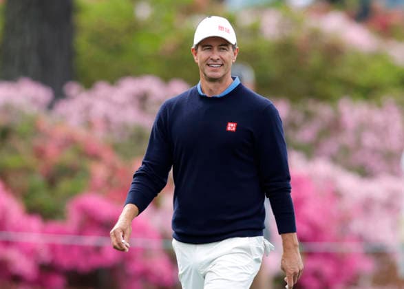 Adam Scott of Australia walks top the 8th hole fairway during a practice round on the Tuesday before The Masters Tournament at Augusta National Golf Club on Tuesday, April 7, 2026 in Augusta, Georgia.  AUG20260407111 JOHNxANGELILLO