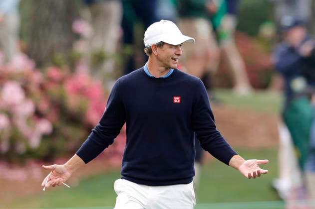 Adam Scott of Australia walks top the 8th hole fairway during a practice round on the Tuesday before The Masters Tournament at Augusta National Golf Club on Tuesday, April 7, 2026 in Augusta, Georgia.  AUG20260407112 JOHNxANGELILLO