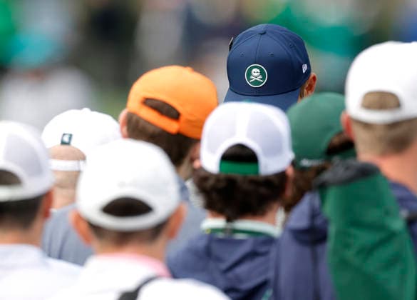 Bryson DeChambeau signs autographs on the 3rd hole tee box during a practice round on the Tuesday before The Masters Tournament at Augusta National Golf Club on Tuesday, April 7, 2026 in Augusta, Georgia.  AUG20260407113 JOHNxANGELILLO