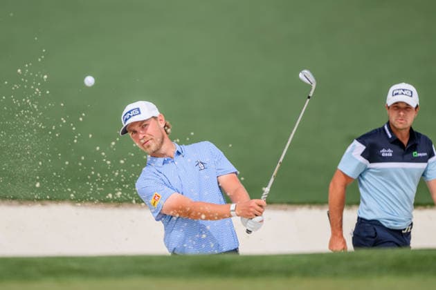 260407 Kristoffer Reitan of Norway and Viktor Hovland of Norway during a practice round prior to the 2026 Masters Golf Tournament on April 7, 2026 in Augusta Photo Petter Arvidson BILDBYRAN kod PA PA1191 golf masters bbeng the masters augusta norge  Copyright: PETTERxARVIDSON BB260407PA004