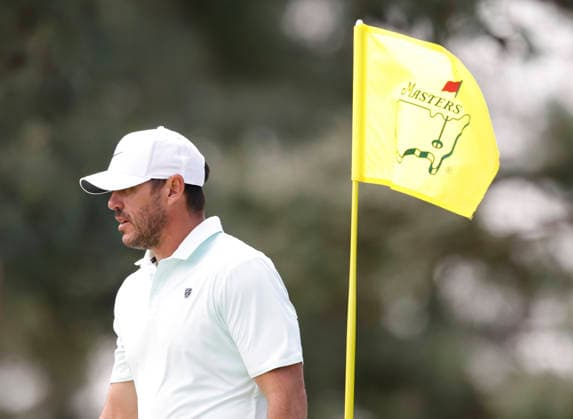 Brooks Koepka stands on the 7th green during a practice round on the Tuesday before The Masters Tournament at Augusta National Golf Club on Tuesday, April 7, 2026 in Augusta, Georgia.  AUG20260407131 JOHNxANGELILLO