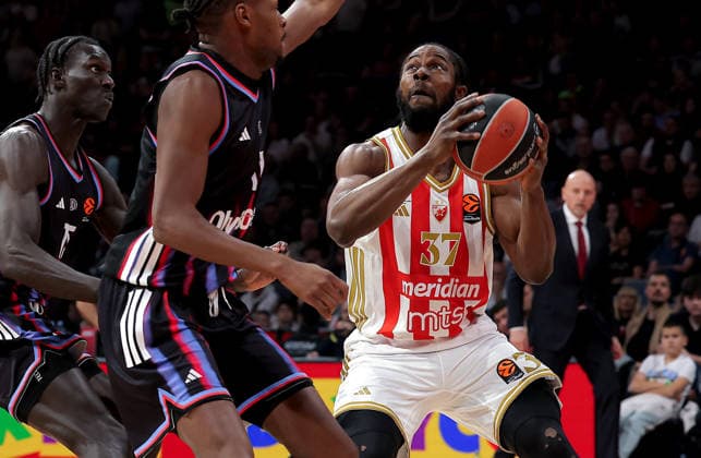 Crvena Zvezda v Paris Basketball, Euroleague, season 2025 2026, round 36 Belgrade, Serbia. 7th April, 2026. Crvena Zvezda s Semi Ojeleye during Euroleague basketball match between Crvena Zvezda (Red Star) and Paris on April 7. 2026. in Belgrade, Serbia. Belgrade Serbia Copyright: xPedjaxMilosavljevic STARSPORTx