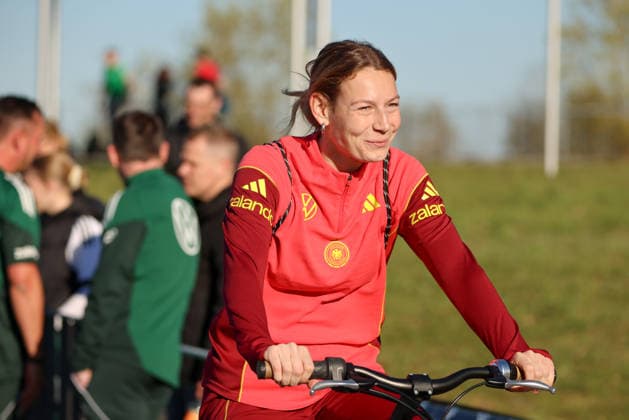 Herzogenaurach, Germany 07 April 2026 Media training session for the German womens national soccer team in preparation for the World Cup qualifiers Pictured Sarai Linder Germany Copyright: HMBxMedia MadeleinexFantini