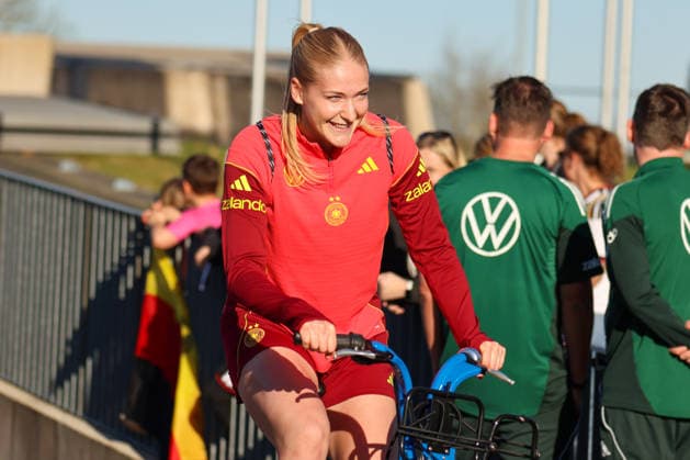 Herzogenaurach, Germany 07 April 2026 Media training session for the German womens national soccer team in preparation for the World Cup qualifiers Pictured Copyright: HMBxMedia MadeleinexFantini