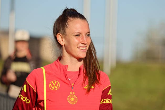 Herzogenaurach, Germany 07 April 2026 Open media training session for the German womens national soccer team in preparation for the World Cup qualifiers Pictured Copyright: HMBxMedia MadeleinexFantini