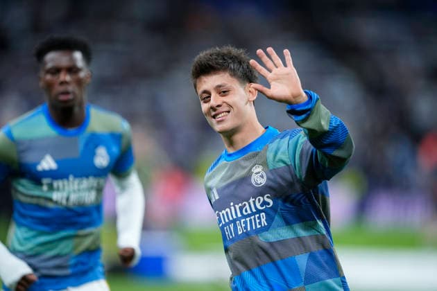 April 7, 2026, Madrid, Madrid, Spain: Arda Guler of Real Madrid CF warms up during the UEFA Champions League 2025 26 Quarter-finals First Leg match between Real Madrid C.F. and Bayern Munich at Bernabeu stadium on April 07, 2026, in Madrid, Spain. Real Madrid C.F. V Bayern Munich - UEFA Champions League 2025 26 Quarter-Finals First Leg  - ZUMAa181 20260407_zaa_a181_282 Copyright: xOscarxJ.xBarrosox