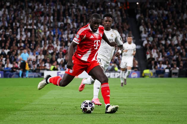 UEFA Champions League 2025 2026 quarter final, Real Madrid FC Bayern Munich, at Estadio Bernabeu in Madrid Spain April 07, 2026, Madrid, Madrid, Spain Upamecano of Bayern Munich during the UEFA Champions League 2025 2026 quarter final, Real Madrid FC Bayern Munich, at Estadio Bernabeu in Madrid Spain Madrid Madrid Madrid Spain Copyright: xAlejandroxMatiasx