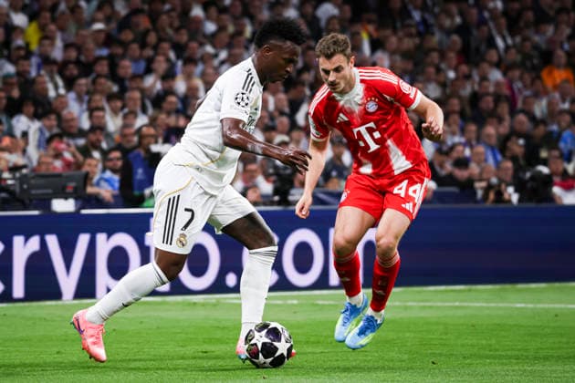 UEFA Champions League 2025 2026 quarter final, Real Madrid FC Bayern Munich, at Estadio Bernabeu in Madrid Spain April 07, 2026, Madrid, Madrid, Spain Vinicius Junior of Real Madrid during the UEFA Champions League 2025 2026 quarter final, Real Madrid FC Bayern Munich, at Estadio Bernabeu in Madrid Spain Madrid Madrid Madrid Spain Copyright: xAlejandroxMatiasx