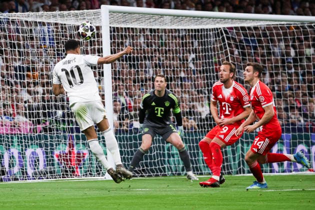 UEFA Champions League 2025 2026 quarter final, Real Madrid FC Bayern Munich, at Estadio Bernabeu in Madrid Spain April 07, 2026, Madrid, Madrid, Spain Kylian Mbappe of Real Madrid during the UEFA Champions League 2025 2026 quarter final, Real Madrid FC Bayern Munich, at Estadio Bernabeu in Madrid Spain Madrid Madrid Madrid Spain Copyright: xAlejandroxMatiasx