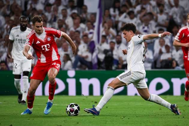 UEFA Champions League quarterfinal first leg soccer match Real Madrid vs Bayern Munich at Santiago Bernabeu stadium in Madrid, Spain. 07 April 2026 Arda Guler 900 Cordon Press  900 CordonxPress LOF - Champions League Real Madrid vs Bayern Munich