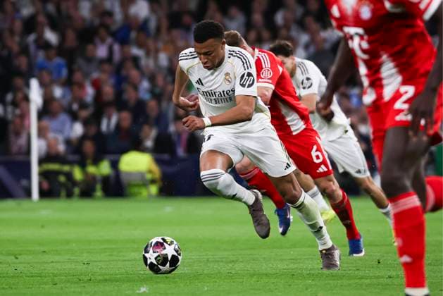UEFA Champions League quarterfinal first leg soccer match Real Madrid vs Bayern Munich at Santiago Bernabeu stadium in Madrid, Spain. 07 April 2026 Kylian Mbappe 900 Cordon Press  900 CordonxPress LOF - Champions League Real Madrid vs Bayern Munich