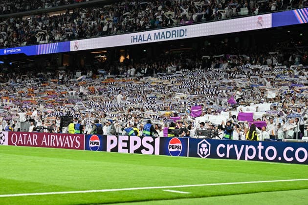 MADRID, SPAIN - 07. APRIL: Fans from Real before the UEFA Champions League match between Real Madrid vs. FC Bayern Munich on Quarterfinal first leg at Estadio Santiago Bernabeu Copyright: xBEAUTIFULxSPORTS Goldbergx