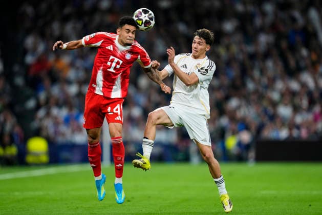 ESP: Real Madrid v Bayern Munich. UEFA Champions League. Quarter-Finals, First Leg. Jonathan Tah of FC Bayern Munchen and Thiago Pitarch of Real Madrid CF during the UEFA Champions League match, between Real Madrid and Bayern Munich, Quarter-Finals, first leg, played at Santiago Bernabeu Stadium on April 7, 2026 in Madrid, Spain. Copyright: xCesarxCebollax xPRESSINPHOTOx PS_260407_RMA_BAY_2526_036