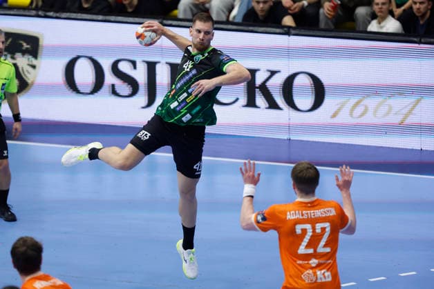 RK Nexe v IFK Kristianstad - EHF European League Men 2025 2026 Tin Lucin of RK Nexe shoots on the goal during the EHF European League Men 2025 26 play-offs 2nd leg match between RK Nexe and IFK Kristianstad at Sports Hall King Tomislav on April 7, 2026 in Nasice, Croatia.  DavorxJavorovic PIXSELL