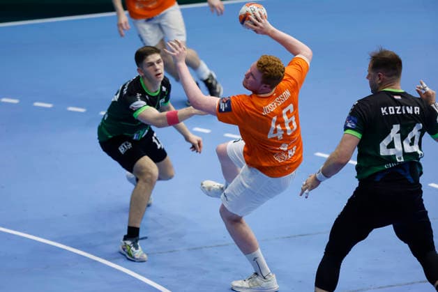 RK Nexe v IFK Kristianstad - EHF European League Men 2025 2026 Herman Josefsson of IFK Kristianstad shoots the ball during the EHF European League Men 2025 26 play-offs 2nd leg match between RK Nexe and IFK Kristianstad at Sports Hall King Tomislav on April 7, 2026 in Nasice, Croatia.  DavorxJavorovic PIXSELL