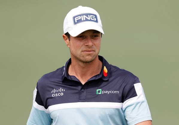 Viktor Hovland of Norway walks to the 7th green during a practice round on the Tuesday before The Masters Tournament at Augusta National Golf Club on Tuesday, April 7, 2026 in Augusta, Georgia.  AUG20260407123 JOHNxANGELILLO