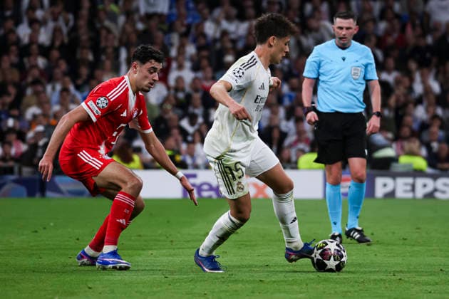 UEFA Champions League 2025 2026 quarter final, Real Madrid FC Bayern Munich, at Estadio Bernabeu in Madrid Spain April 07, 2026, Madrid, Madrid, Spain Arda Guler of Real Madrid during the UEFA Champions League 2025 2026 quarter final, Real Madrid FC Bayern Munich, at Estadio Bernabeu in Madrid Spain Madrid Madrid Madrid Spain Copyright: xAlejandroxMatiasx