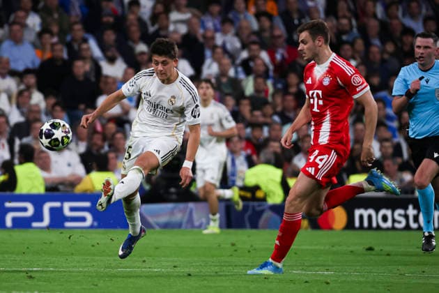 UEFA Champions League 2025 2026 quarter final, Real Madrid FC Bayern Munich, at Estadio Bernabeu in Madrid Spain April 07, 2026, Madrid, Madrid, Spain Arda Guler of Real Madrid during the UEFA Champions League 2025 2026 quarter final, Real Madrid FC Bayern Munich, at Estadio Bernabeu in Madrid Spain Madrid Madrid Madrid Spain Copyright: xAlejandroxMatiasx