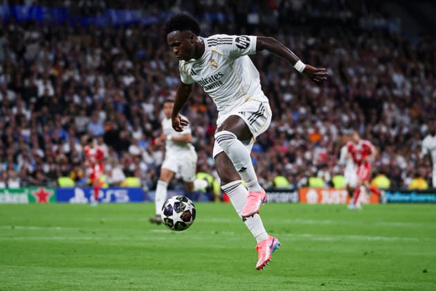 UEFA Champions League 2025 2026 quarter final, Real Madrid FC Bayern Munich, at Estadio Bernabeu in Madrid Spain April 07, 2026, Madrid, Madrid, Spain Vinicius Junior of Real Madrid during the UEFA Champions League 2025 2026 quarter final, Real Madrid FC Bayern Munich, at Estadio Bernabeu in Madrid Spain Madrid Madrid Madrid Spain Copyright: xAlejandroxMatiasx
