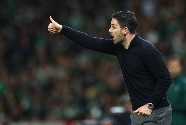 Mikel Arteta manager of Arsenal Sporting v Arsenal, UEFA Champions League, Quarter Final, First Leg, Football, Estadio Jose Alvalade, Lisbon, Portugal - 07 Apr 2026Lisbon Estádio José Alvalade Portugal EDITORIAL USE ONLY No use with unauthorised audio, video, data, fixture lists, club league logos or live services. Online in-match use limited to 120 images, no video emulation. No use in betting, games or single club league player publications.  Copyright: xMichaelxZemanek Shutterstockx 16811860s