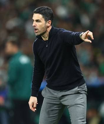 Mikel Arteta manager of Arsenal Sporting v Arsenal, UEFA Champions League, Quarter Final, First Leg, Football, Estadio Jose Alvalade, Lisbon, Portugal - 07 Apr 2026Lisbon Estádio José Alvalade Portugal EDITORIAL USE ONLY No use with unauthorised audio, video, data, fixture lists, club league logos or live services. Online in-match use limited to 120 images, no video emulation. No use in betting, games or single club league player publications.  Copyright: xMichaelxZemanek Shutterstockx 16811860u