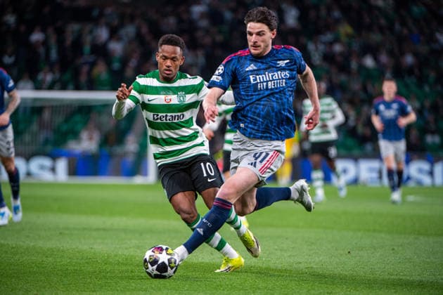 April 7, 2026, Lisbon, Lisbon, Portugal: LISBON, PORTUGAL - APRIL 07: DECLAN RICE of Arsenal is seen on action during the the UEFA Champions League 2025 26 Quarter-Final First Leg match between Sporting Clube de Portugal and Arsenal FC at Estadio Jose Alvalade on April 07, 2026 in Lisbon, Portugal. Lisbon Portugal - ZUMAl192 20260407_zsp_l192_011 Copyright: xMiguelxLemosx